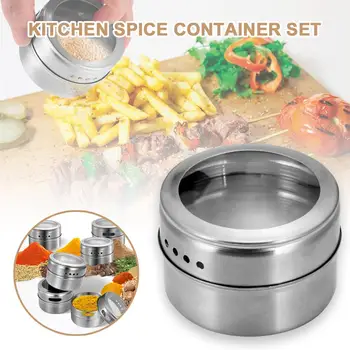 

Lid Spice Magnetic Tin Pot Spice Sauce Storage Container Pots Kitchen Condiment Holder Pepper Seasoning Sprays Tools Spice Jar