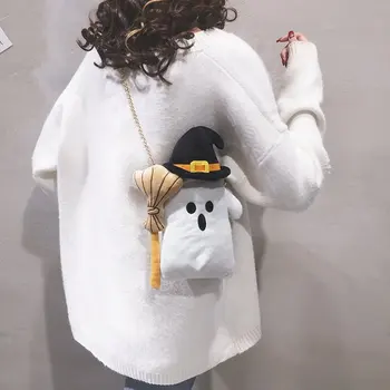 

Halloween Hot Sale Witch Mini Bag Fun Cartoon Shoulder Messenger Bag Holiday Theme Dress Up Women's Bag Soft Velvet Chain Bag