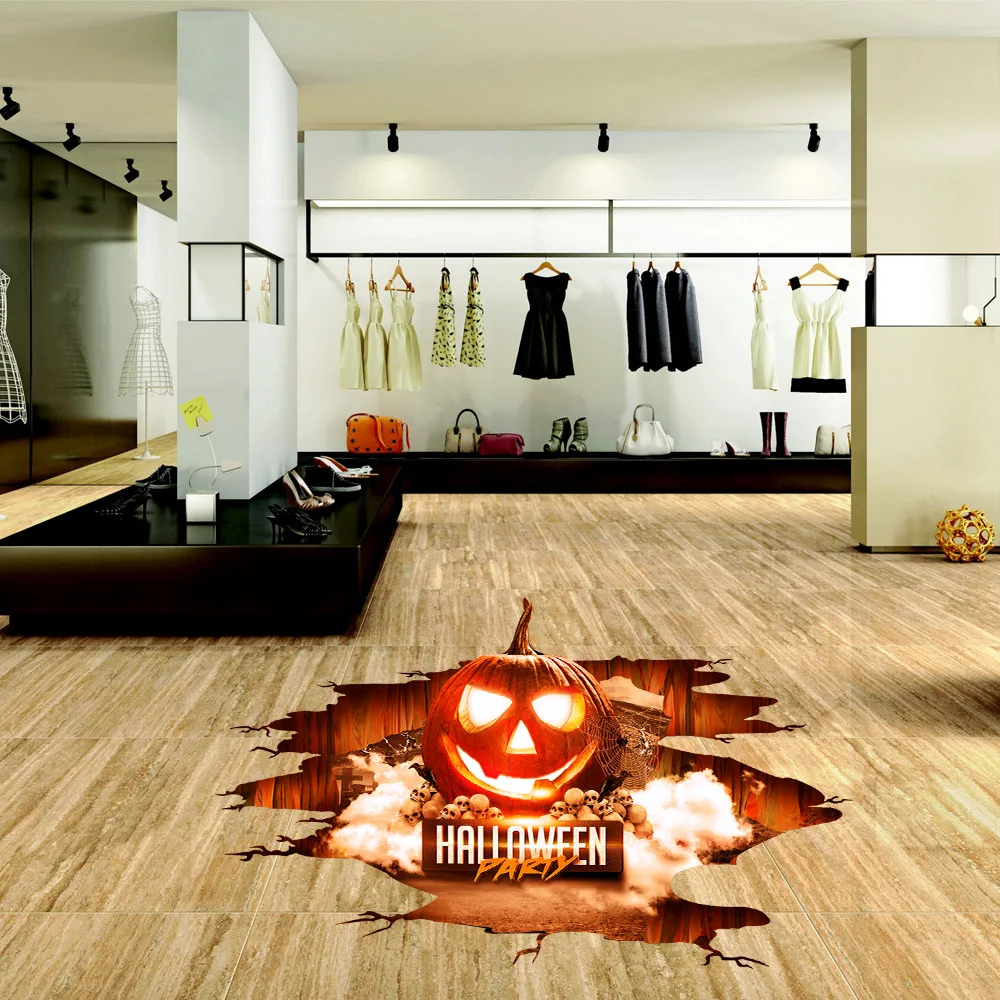 Хэллоуин тематика ужасов большой размер 3D стикер Крытый Настенный пол страшная наклейка 8 видов стилей - Цвет: 1