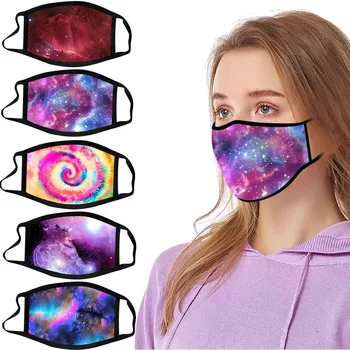 

Mascara 1pc Adult Reusable Mouth Galaxy Tie-dye Print Protective Washable Fabric Cover Masque Maska Send Fast Dropshipping