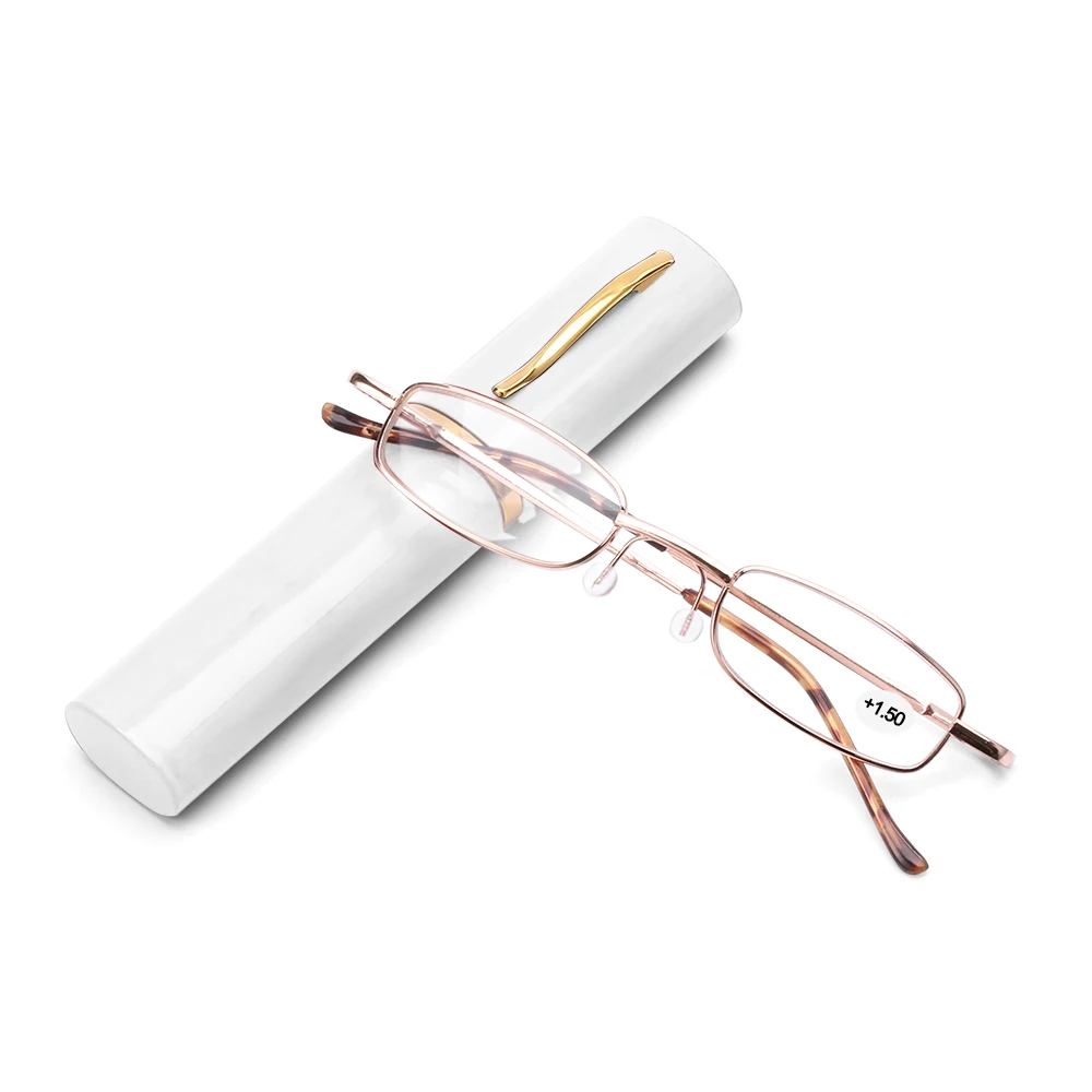 1 шт. Унисекс Мини смолы очки для чтения из нержавеющей стали металлическая рамка очки с оригинальной коробкой Уход За Зрением+ 1,0~+ 4,0 прочность - Цвет оправы: 2-white