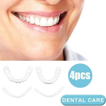 

1 Set Upper & Lower Teeth Braces With White Box For Cover Skewed Stained Missing Notched Tooth Silicone Simulated Brace Denture