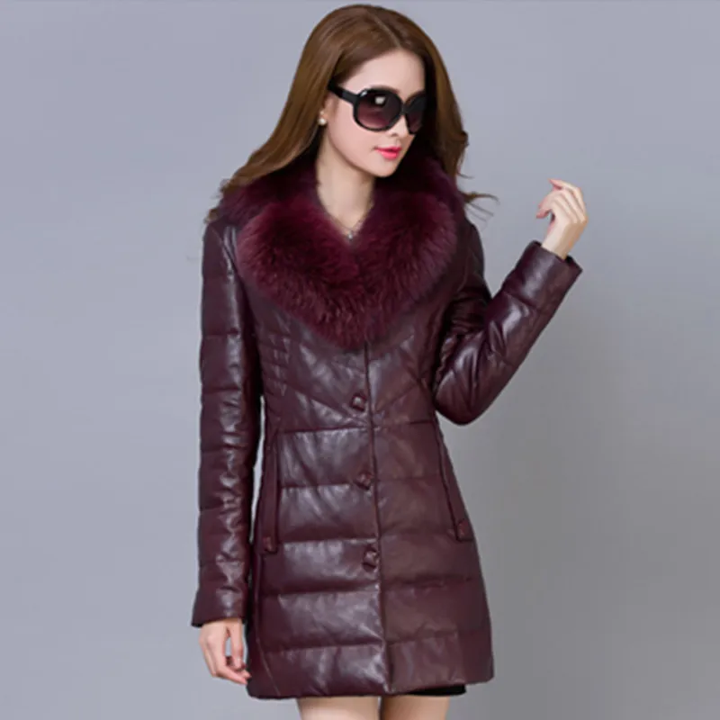 

Jacket Women Coats Winter Cotton-Padded Female Thick Faux Leather Jackets Large Fur Ladies Overcoat LX175