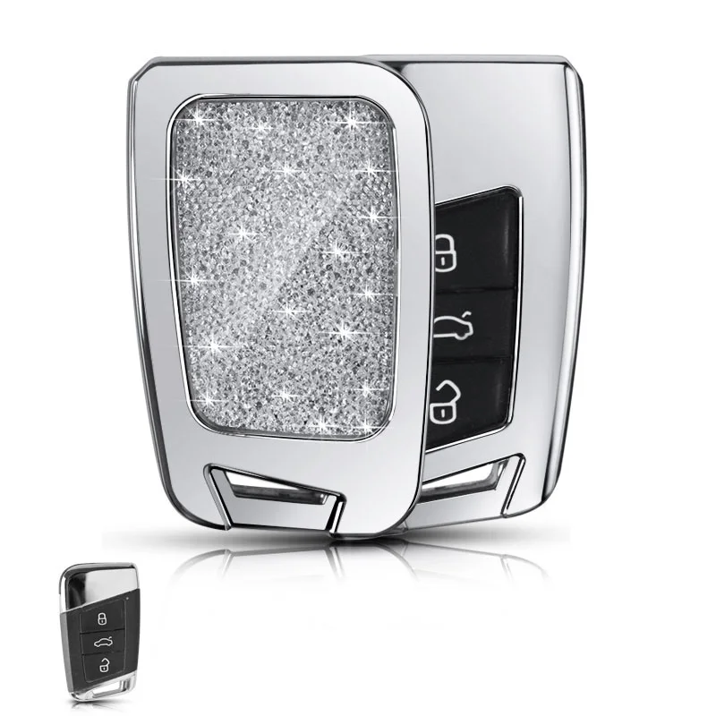 Car Key Case Diamond For Volkswagen Skoda Superb Magotan Passat B8 A7 Golf TiguanSmart Remote Fob Cover Keychain Bag Accessories - Название цвета: C
