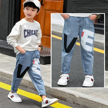 

2020 Spring and Autumn Children Jeans Big Boys Casual Pants Korean-style Fashion Kids Jeans 4-14years Old Boys Clothes