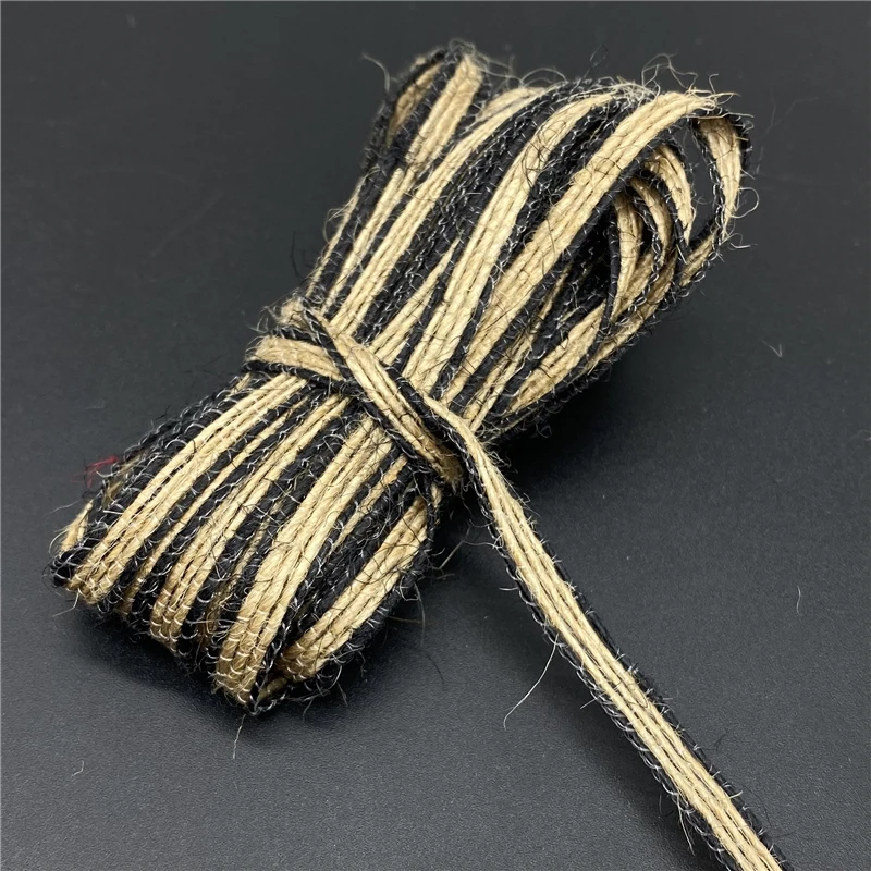 5yds 6mm 빈티지 황 마 Burlap Hessian 리본 레이스 웨딩 파티 크리스마스 장식 DIY 공예 선물 리본 포장 포장