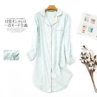 HaloSweet, хлопковое неглиже, ночная рубашка, женская пижама, Пижама, женская пижама, с длинным рукавом, Осень-зима, ночная рубашка, домашняя одежда - Цвет: Pattern 6