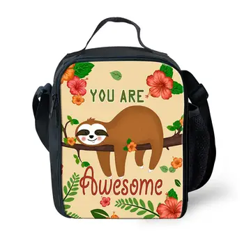 

HYCOOL Lunch Bags for Women Kids Cartoon Sloth Flower Fruit Print Food Storage Bag Travel Working Bento Box Casual Zipper Pouch