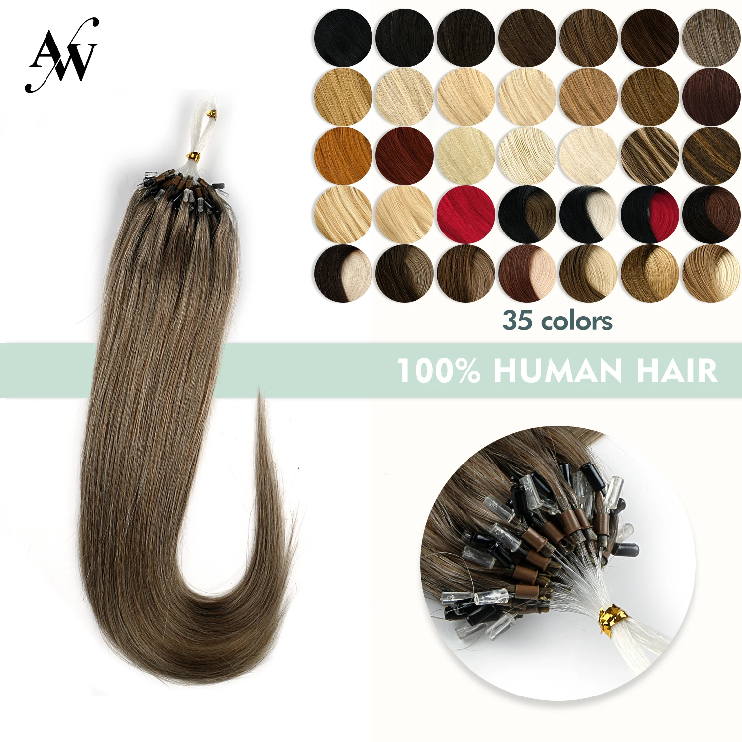 ¡16 20 24 Micro Loop extensiones de cabello humano recto máquina Remy Micro extensiones de pelo de cuentas 1 g/s