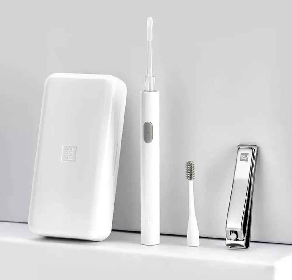 

LED Portable USB Ear Nail Care Kit Ear Pick Brush Wax Cleaner Removal Tool Kit with LED Light Nail File Clipper Cutter
