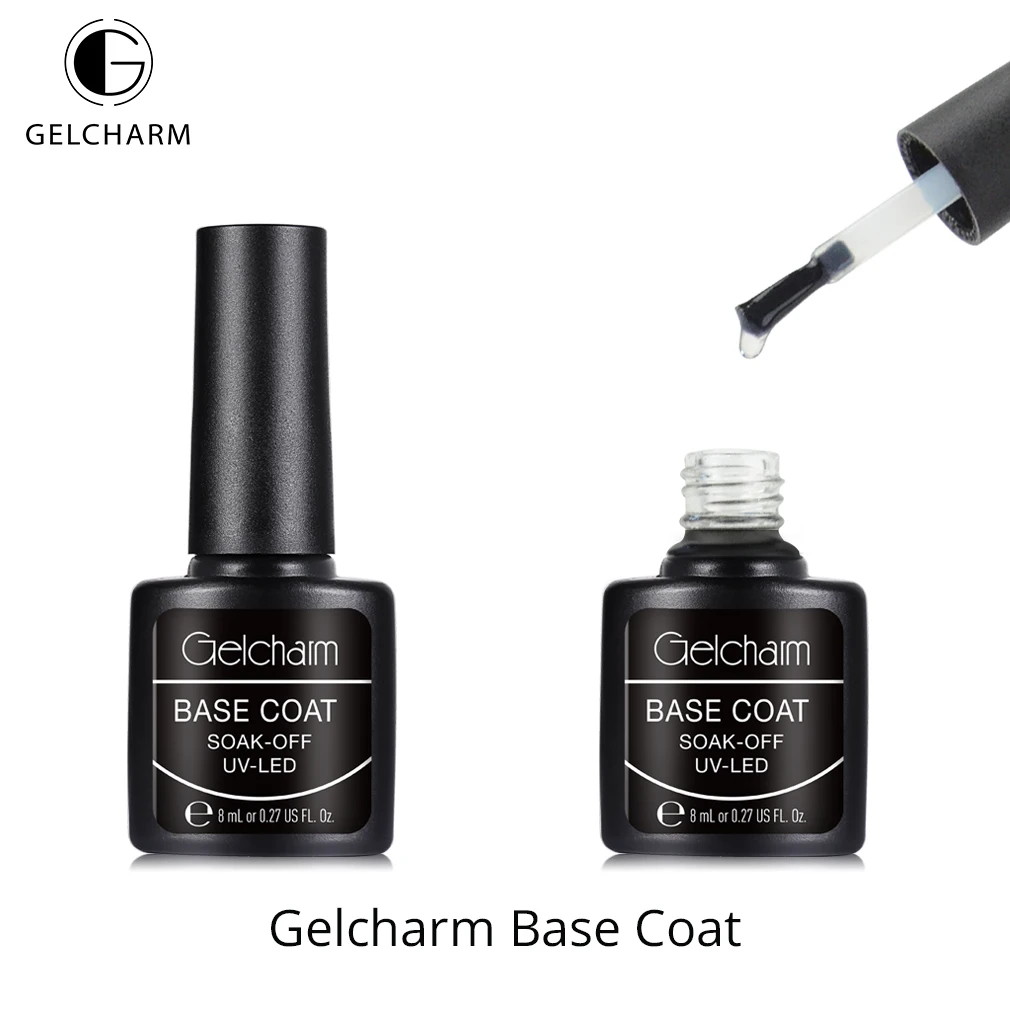 

Gelcharm 8ML Transparent Top Base Coat For Gel Nail Polish Foundation UV LED Soak Off Varnishes Lacquer Shiny Nail Art Manicure