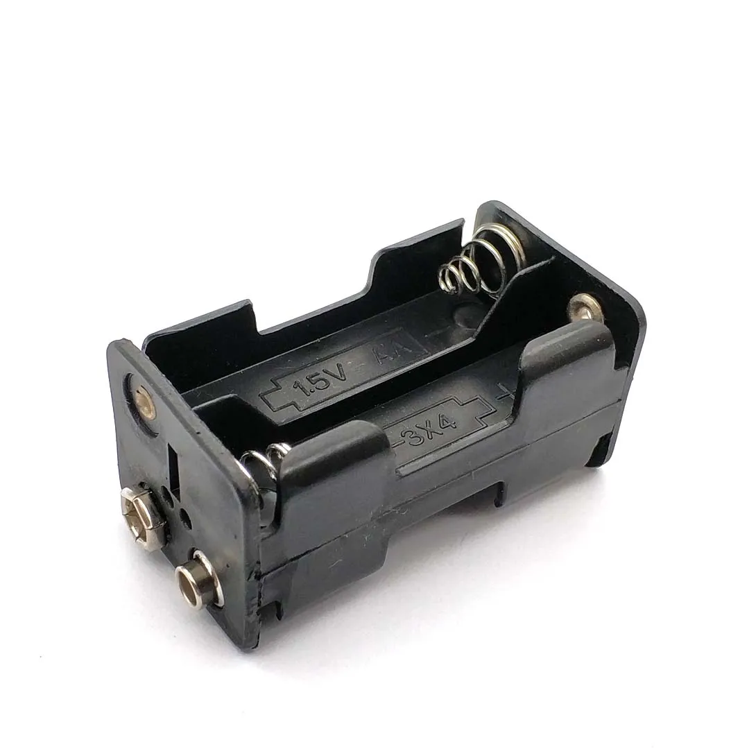 AA Battery Holder 6V for 4 X AA Batteries Black Plastic Storage Box Case Dual Layers with 9V Connector