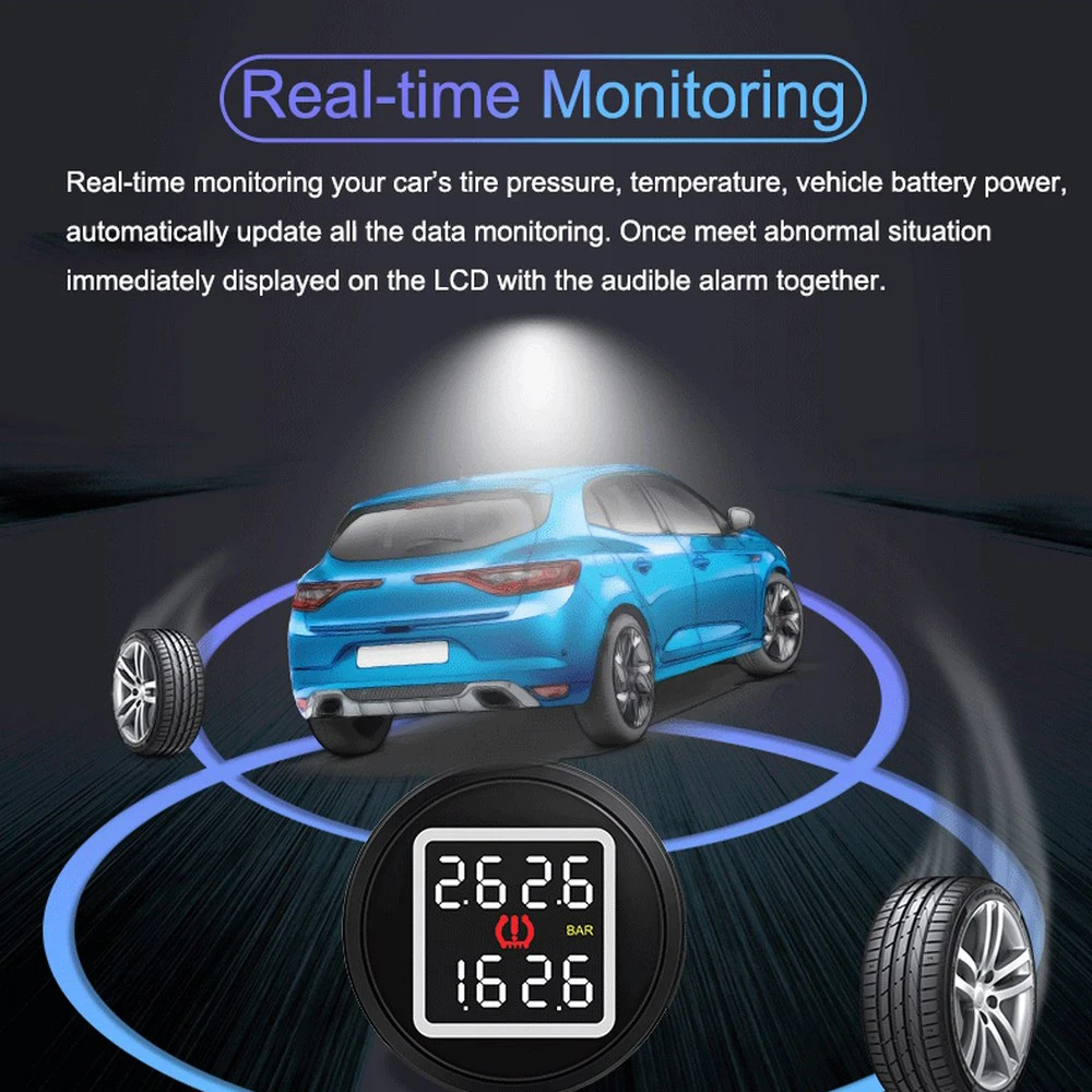 D580 Автомобильная TPMS система контроля давления и температуры в шинах с USB гнездом 4