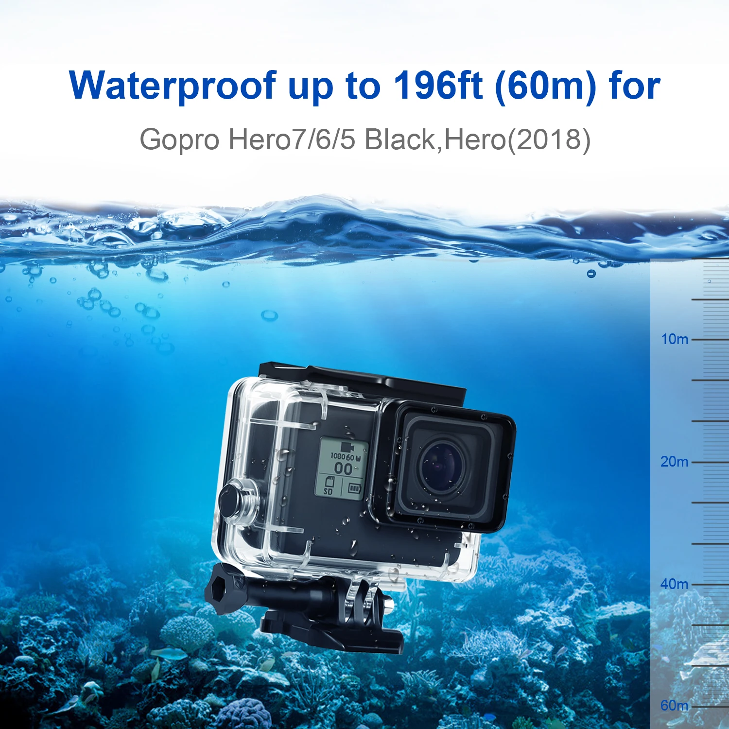Habitação Impermeável Gopro-hero Condução Subaquática Capa de Proteção do Mergulho Câmera de Ação Preto Case - Image 3