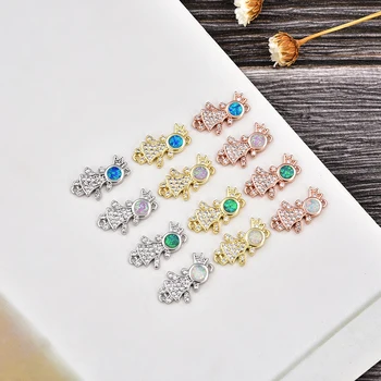 

KAMAF NEW DIY Accessories Blue Opal king racelet Zircon Crown Girls Charm Bracelets Family Jewelry Making