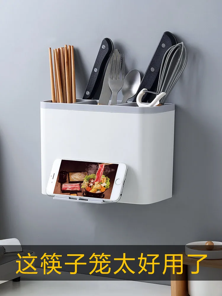 

Многофункциональный ящик для хранения палочек для еды, кухонный настенный органайзер, стойка для ложек