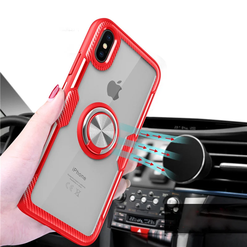 Для Coque iPhone XR Funda X Xs Max полный Чехол Роскошный TPU рамка прозрачный PC Алюминиевый кольцевой кронштейн противоударный