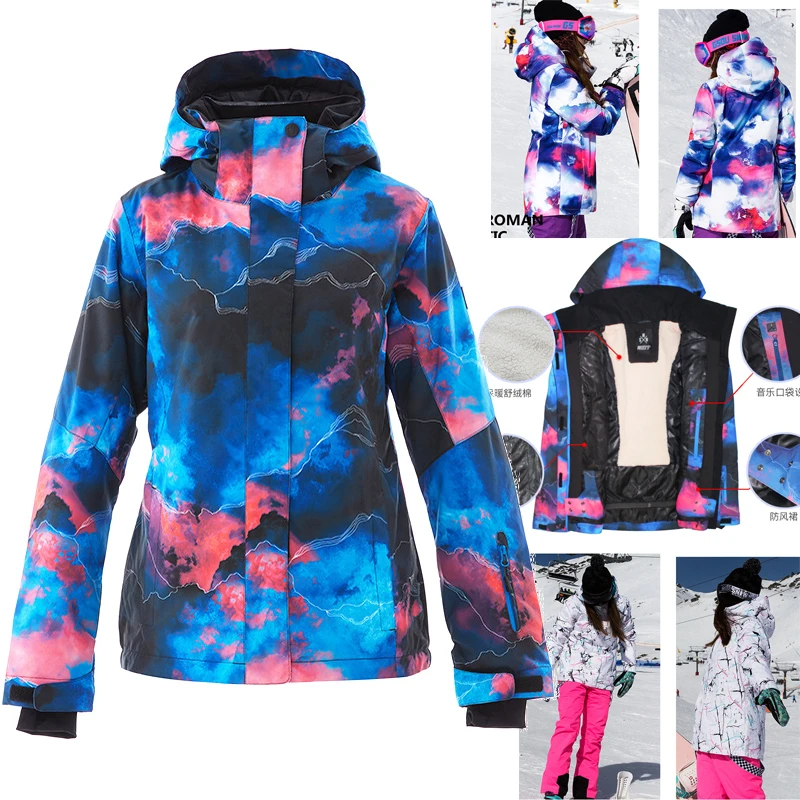 

Warm Fishing Jackets Snowboard Jacket Winter Adult Women Colorful Wind Resistant Waterproof Breathable Outdoor Ski Jacket
