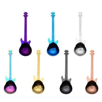 

2/4/7pcs Guitar Coffee Spoon Set Stainless Steel Teaspoon Dessert Ice Cream Spoon Scoop Drinking Flatware Coffee Accessories