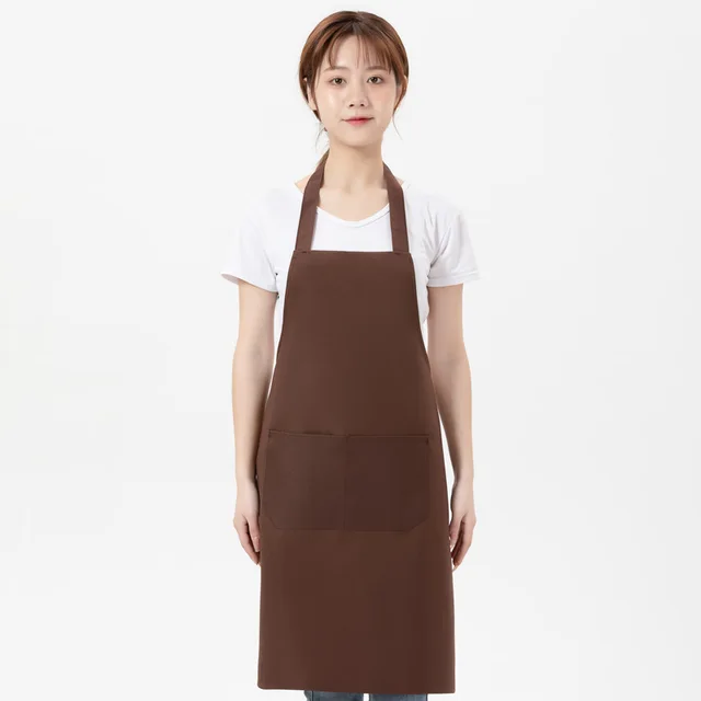 oem custom design logo black unisex waiter cooking restaurant with pocket printing men and aprons for woman Factory wholesale Brown