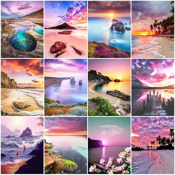 

Evershine Diamond Painting Sunset Handicrafts Full Square Diamond Embroidery Seaside Landscape Cross Stitch Mosaic Home Decor