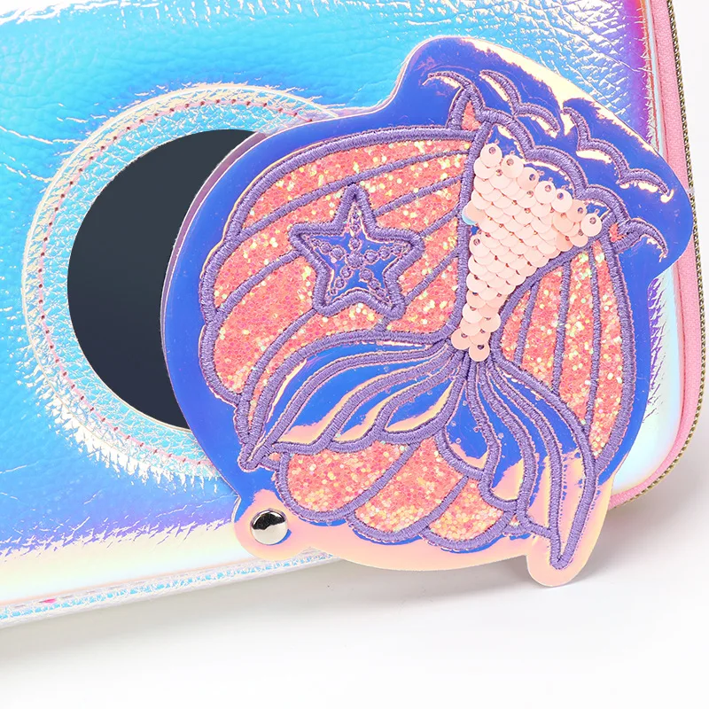 3D Симпатичный футляр для карандашей для девочек и мальчиков Kawaii школьный чехол вышивка Фламинго Баскетбол Крылья Ангела Единорог морская нимфа