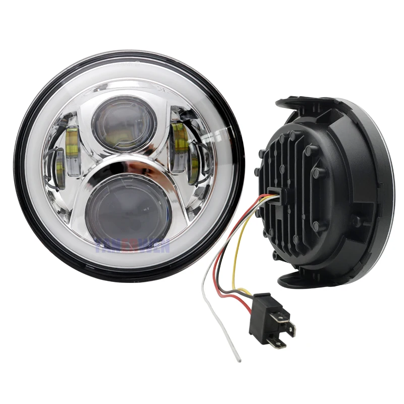 

Motorbike Headlamp 7 inch round High / Low LED Front Headlight For Hon da Motorcycle CB400 CB500 CB1300 Led lamp Black / Chrome