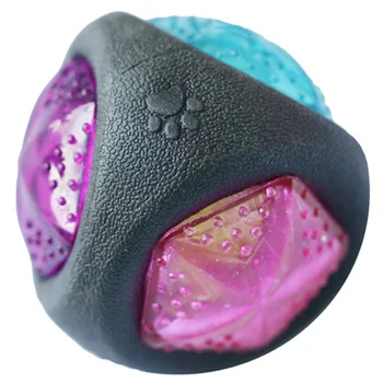 

PHFU-Luminous Dog Toy Durable Bouncy Balls Rubber Bouncy Bite- Resistant Dog Chewing Ball Dog Training Pet Toys with Sound and L