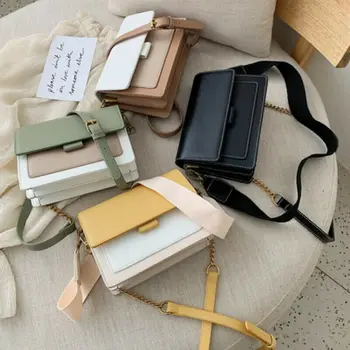 

Contrast color Leather Crossbody Bags For Women Travel Handbag Fashion Simple Shoulder Messenger Bag Ladies Cross Body Bag