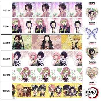 

Japanese style cartoon character printed grosgrain ribbon 10yards ,planar resins 30 pcs