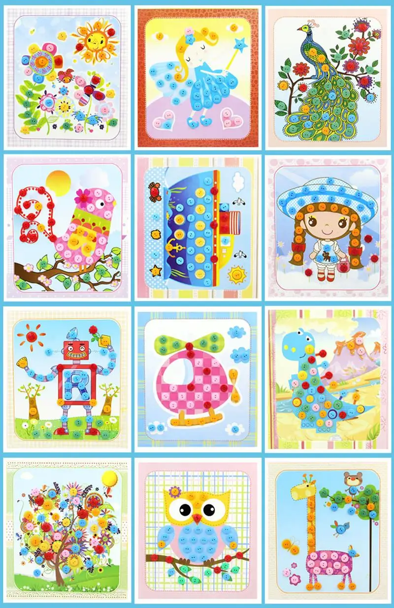 4 шт., Детские DIY наклейки для кнопок, игрушки для рисования, ручная работа, школа, искусство, класс, живопись, рисование, ремесло, набор для детей, ранние образовательные GYH