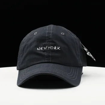 

American summer washed soft top hat female cap street letters curved eaves shade baseball cap male