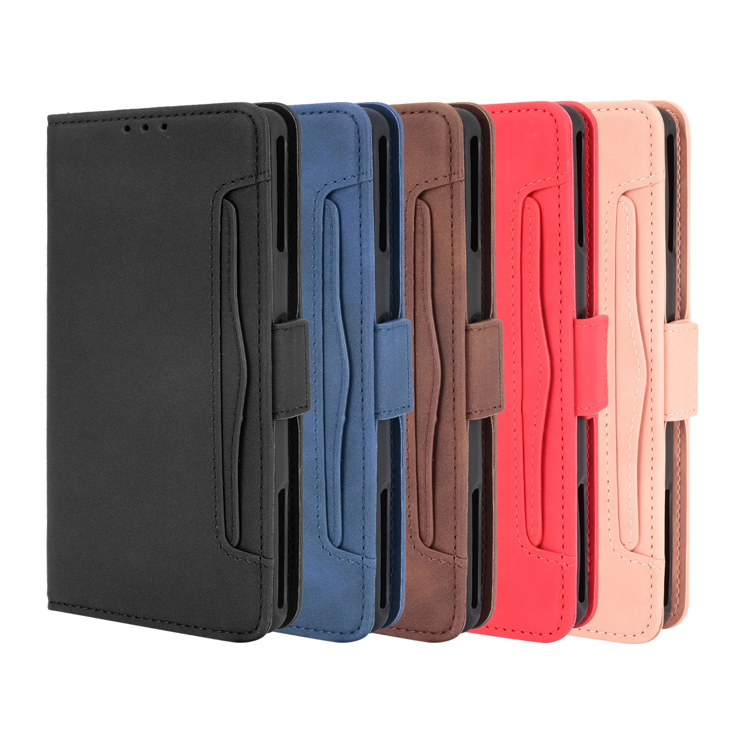Leather Flip Wallet Case with Multi-Card Slots