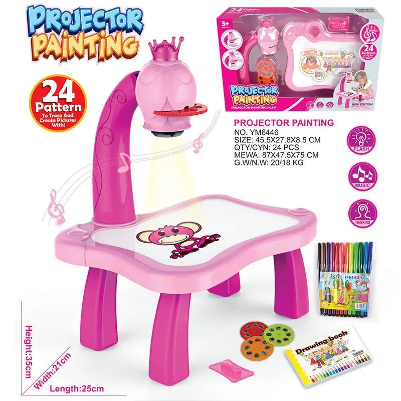 Hot Sales New Products Cartoon Multi-functional Smart Projection Painting Machine Light Projection Music Painted Machine Thermal