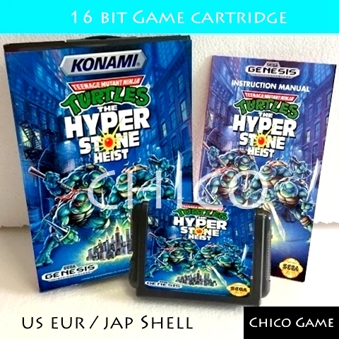 

Ninja Turtles Hyper Stone with Box and Manual for Sega MegaDrive Video Game Console 16 bit MD card