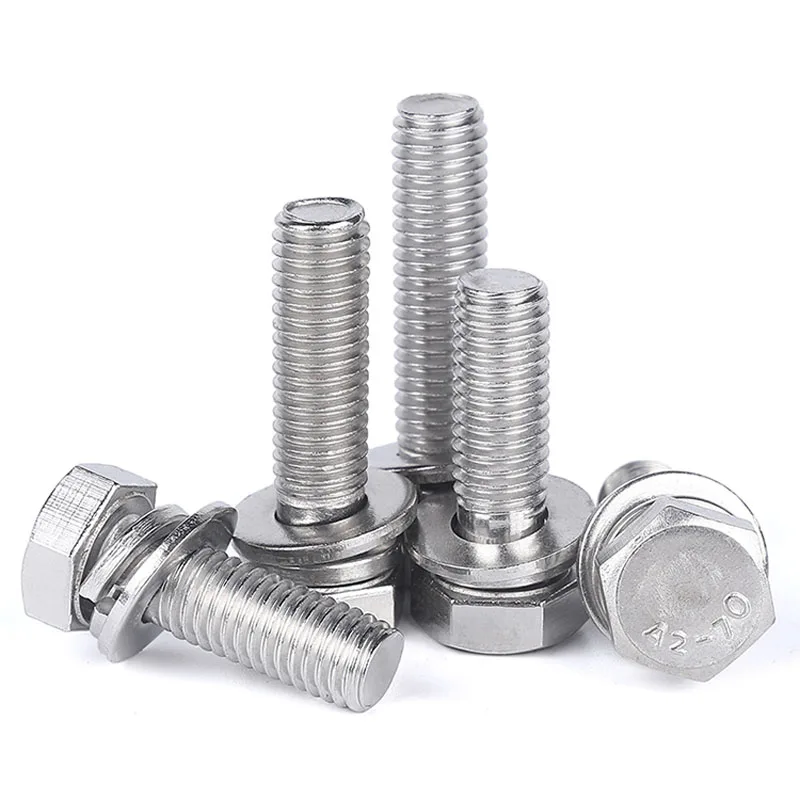 

304 External Hex Screw Bolt Stainless Steel Screws Washers Nuts Set Cuntersink Outer Hexagonal Head Fastener M4 M5 M6 M8 M10