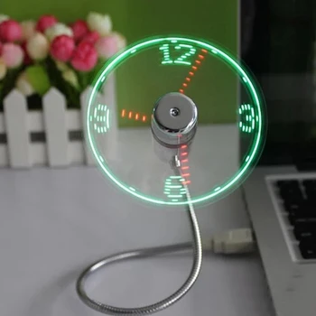 

NOYOKEREMini Desktop Clock USB Fan Flexible LED Light Durable Adjustable USB Gadget Time Clock Gadget Time Display