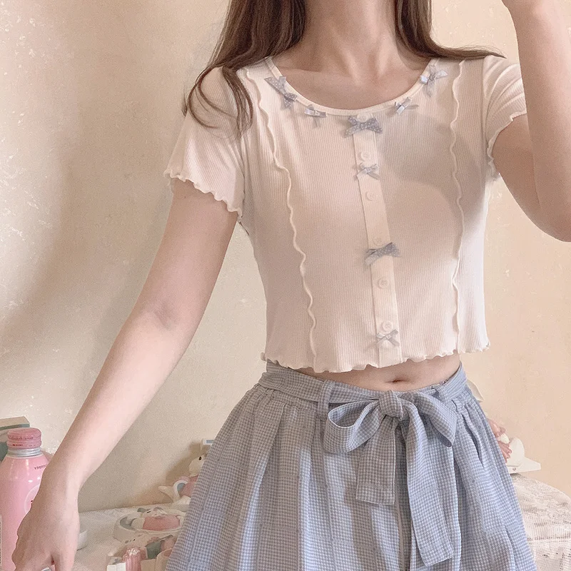 skirts for women Ruffled Ribbon Lace Trim Cute Skirt for Women Elastic Waist Lolita Style Sweet Girl Mini Skirts Big Swing Kawaii Clothes midi skirt