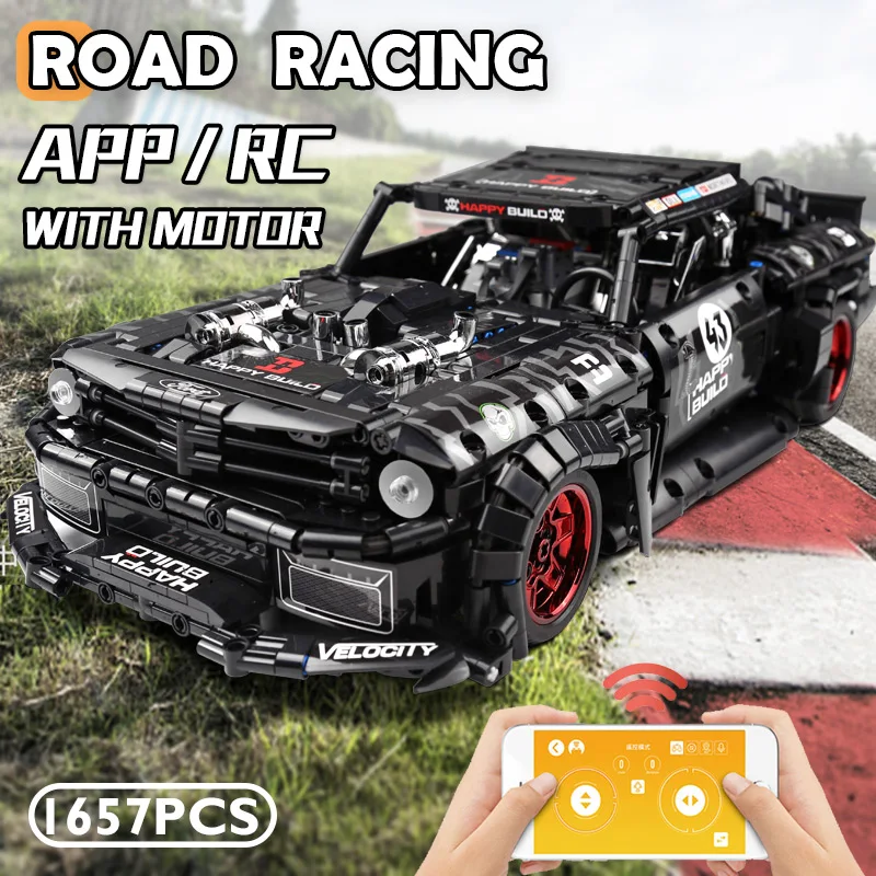 MOC 22970 светодиодный RTR V2 Кирпичи Модель Совместимость город техника RC Mustangsed Hoonicorns