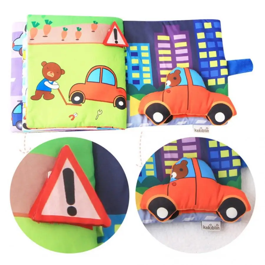 

Infant Baby Cloth Book Toy Soft Cartoon Vehicle Animals Learning Educational Intelligence Development Cognize Books Anti Tear