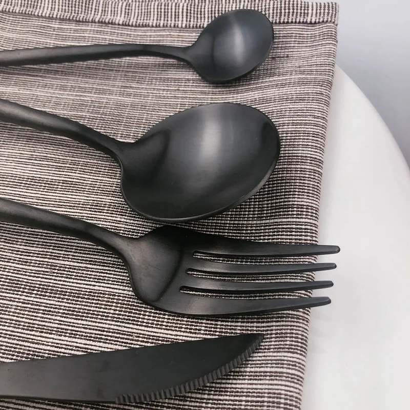 Корейская нержавеющая сталь черный набор столовых приборов столовая посуда набор серебряных приборов Обеденный нож торт вилка