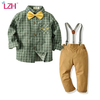 

LZH Children Clothing Autumn Baby Boys Clothes Plaid Shirt Pants Sets Gentleman Suit Kids Birthday Party Formal Costume 2-6 Year