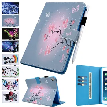 

Cover for iPad 9.7 2018 2017 Case Tiger ,Flower ,Butterfly, Panda Smart Wallet Tablet Case Funda for iPad Pro 9.7 Air Air 2 Case
