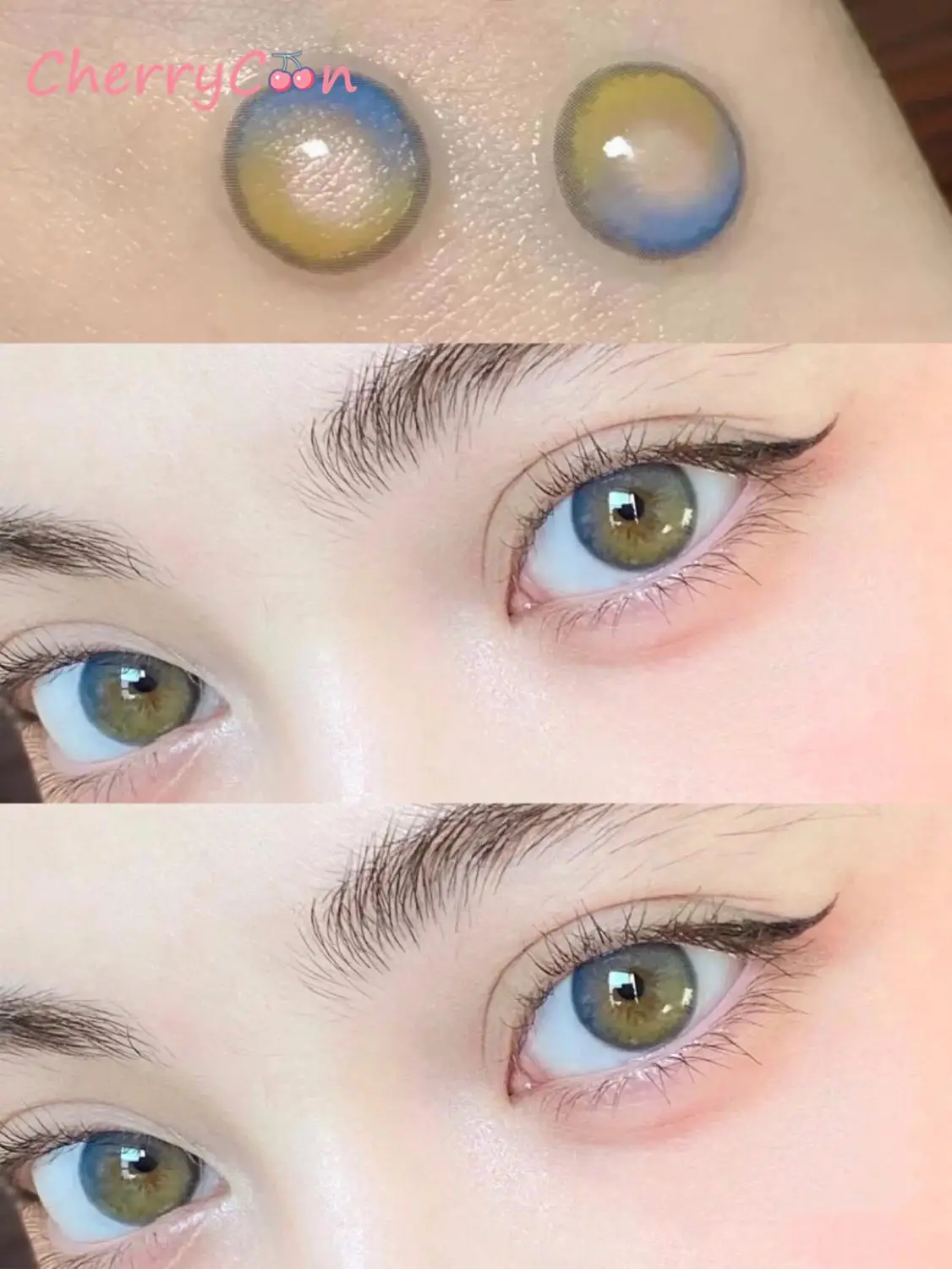

CherryCon earth blue brown big pupil Contact Lenses Yearly Colored Soft for Eyes Contact Lens Myopia Prescription degree cosplay