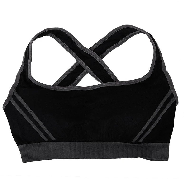 

TOP!-Women's Seamless Padded Sports Bra Crop Top Running Yoga Fitness Sport Vest - S (Black)