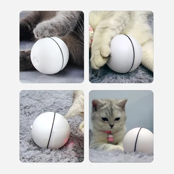 

Cat Toy Rolling Ball Auto Roll Around Led Red Light Motion Activated Ball Interesting Pet Interactive Toy Easily Push Control