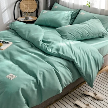 

Solid Color Casual Japanese-Style Series Family of Four Bedding Linen Quilt Three-Piece Set Dormitory Single Bunk Bed