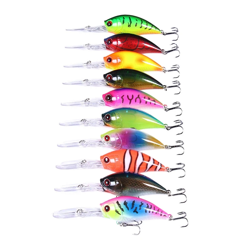 Isca de Pesca Crankbaits com Ganchos Lote Cores Misturadas Minnow Iscas 12.5cm Kit Wobbler Agudos Pesca Equipamento 10 Pçs –