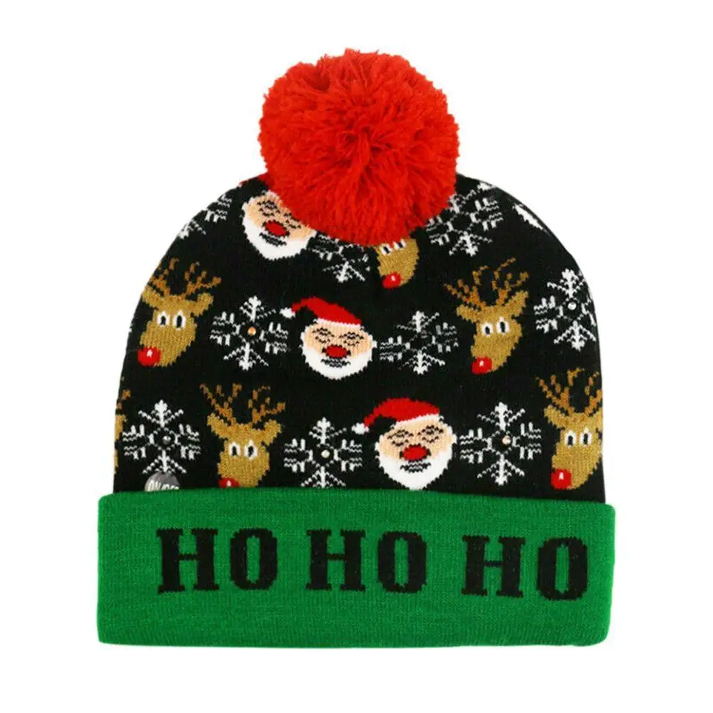 

LED Light Christmas Hat Sweater Knitted Beanie Christmas Up Hat Gift Christmas For Kids Caps Knitted Light Xmas Year New Ha K3O7