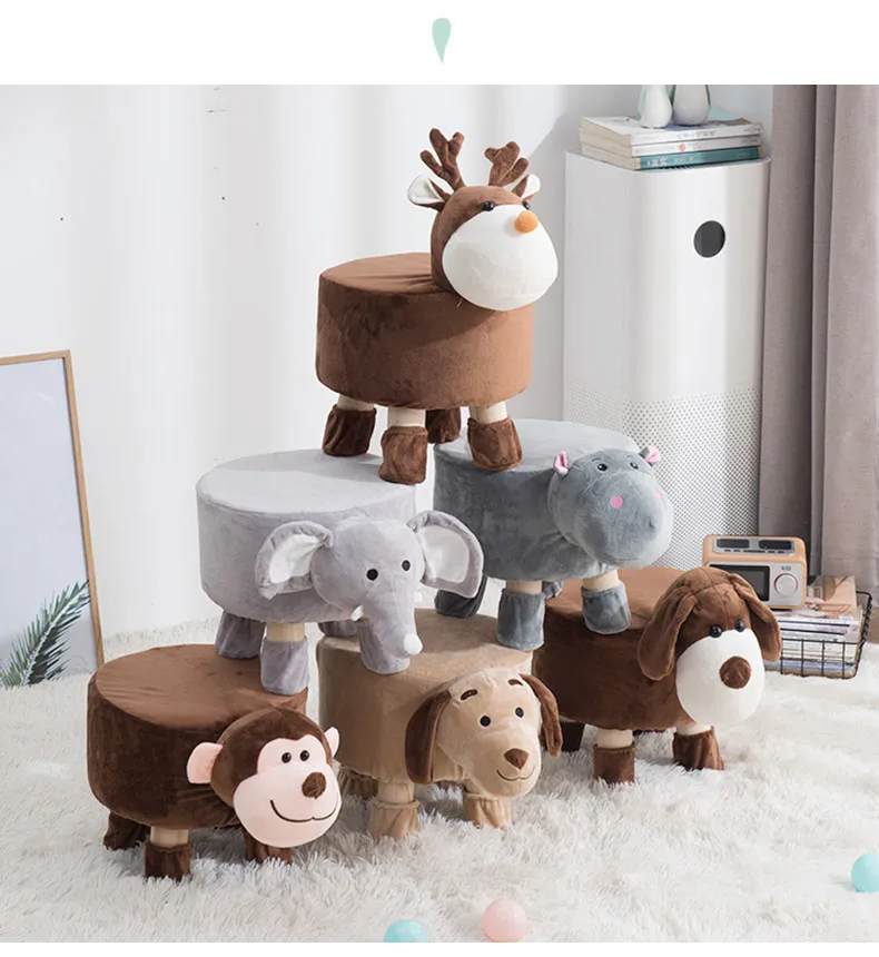 растущий стул Cartoon Change Shoes Children Wooden Stool Creative Sofa Family Lazy Cute Animal Baby Kids Little Dining Chair